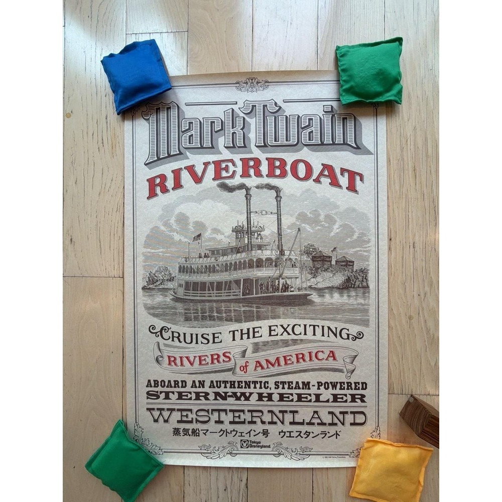 Vintage Original 1983 Tokyo Disneyland Mark Twain Riverboat Westernland Poster